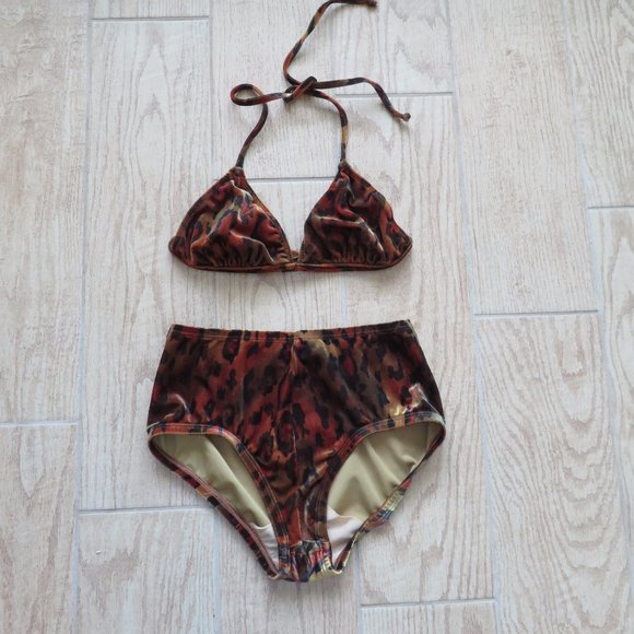 Other - Velvet Leopard Print Bikini XS